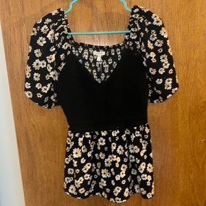 Maurice’s small floral and crochet blouse